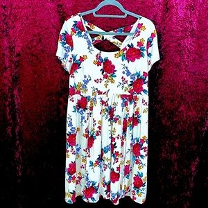 White floral print skater dress